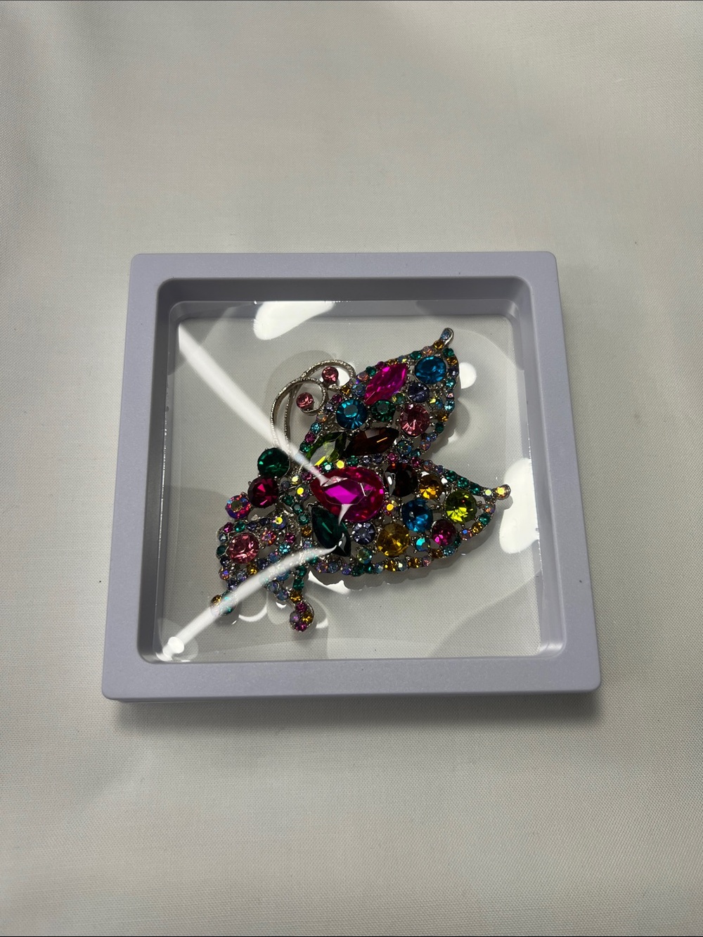 Multicolor Gem Butterfly Brooch